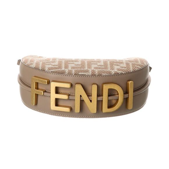 Fendi Fendigraphy Mini Ff Jacquard & Leather Hobo Bag, Grey - Picture 3 of 5